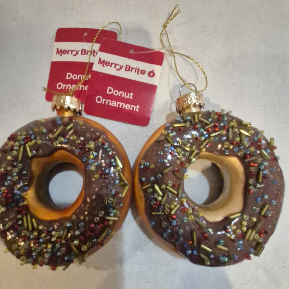 Brown Sprinkles Donut Ornament Set  of 2
